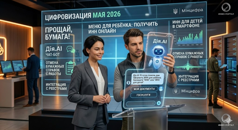 Цифровизация мая 2026: «Дія» запускает ИИ-ассистента и навсегда отменяет бумажные ИНН для детей