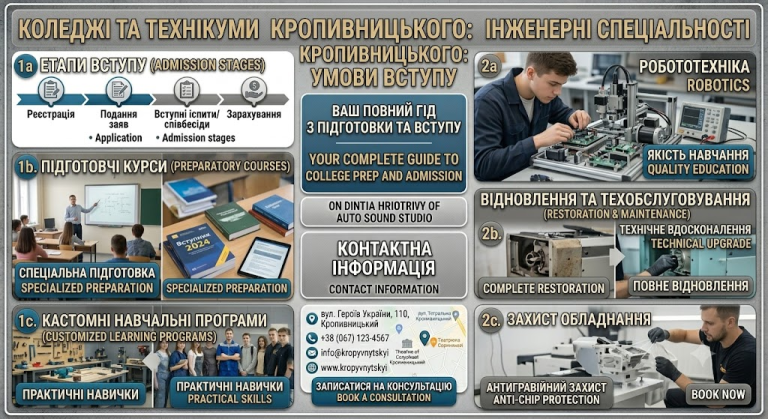 Куда пойти учиться: техникумы и колледжи в Кропивницком (Контакты, Адреса, Специальности)