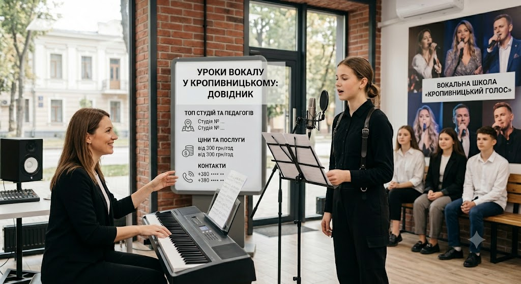 Уроки вокалу в Кропивницькому: контакти студій, курси співу для дітей та дорослих, адреси Уроки вокалу в Кропивницькому: контакти студій, курси співу для дітей та дорослих, адреси